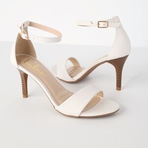 Lulus Lover White Stacked Ankle Strap Heels - Size 9